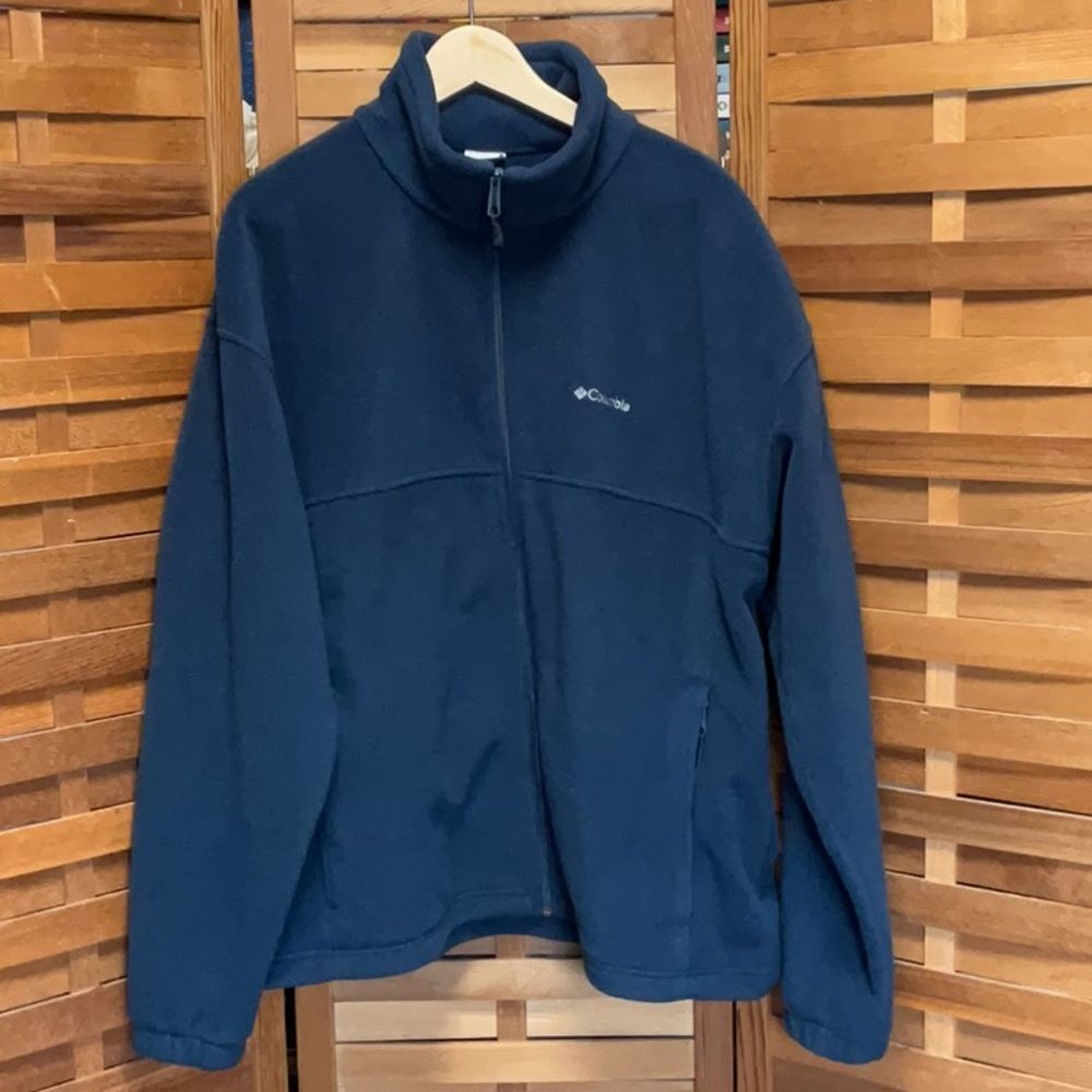 Columbia Blue Fleece Sweatshirt Women XXL Full Zipper Waist Cinch Polyester